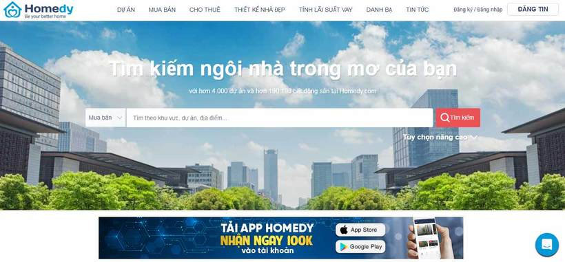 website đăng tin bất động sản Homedy.com