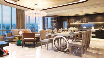 Khu bếp là nơi thường là niềm tự hào của chủ đầu tư các căn penthouse với các thiết bị chất lượng, sang trọng