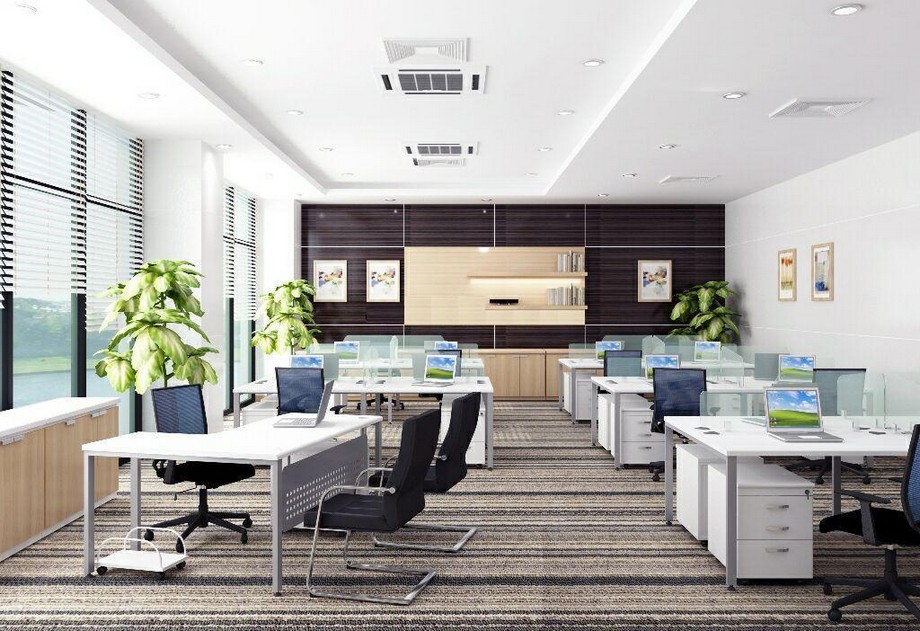 Văn phòng làm việc 60m2 thiết kế với cây xanh tạo không gian mát mẻ, dễ chịu và thu hút tài lộc