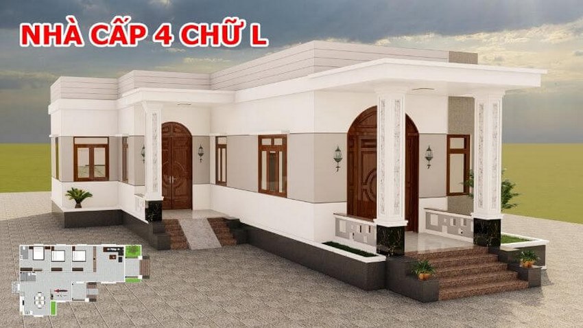 Nhà cấp 4 hiện đại chữ L - Mê Nhà Đẹp